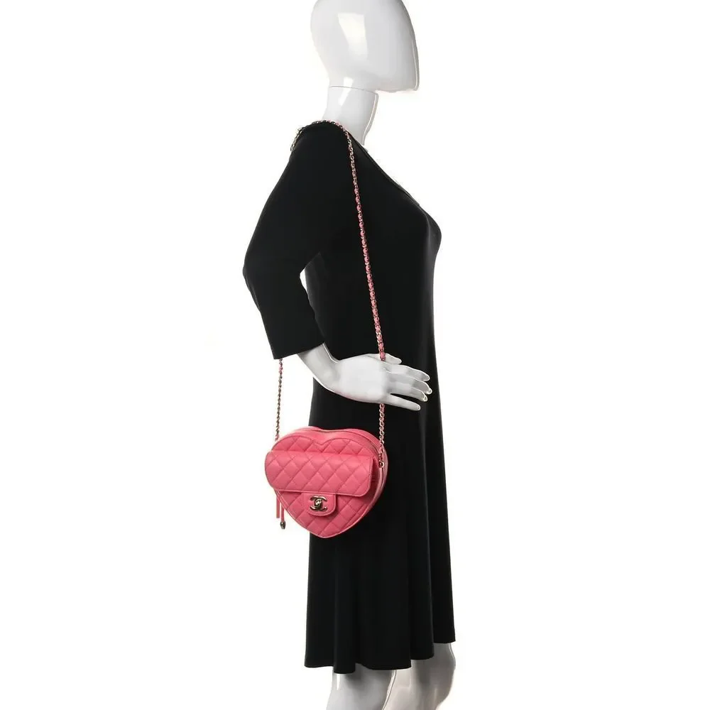 Chanel Pink Heart Bag 22S CC In Love Leather Crossbody bag NEW Authentic - Picture 12 of 15